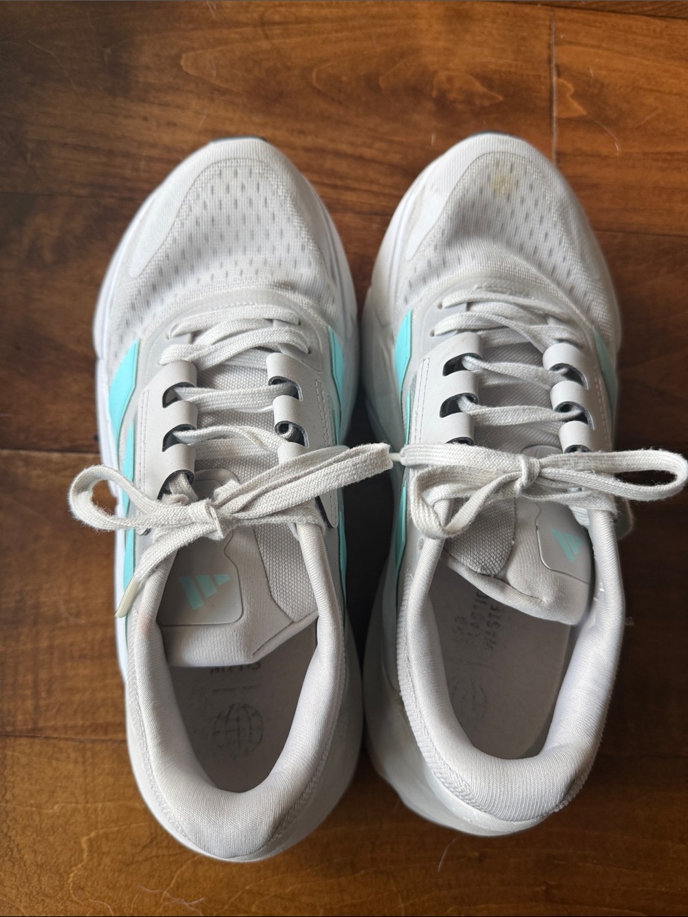 adidas White and Aqua Women's Running Sneakers